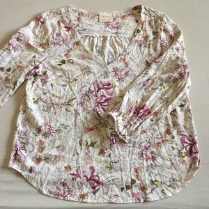 Maeve by Anthro Floral Pernille Tie Sleeve Blouse